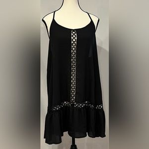 NWT Women's Black Freshwater Eyelet-Trim Swim Cover-Up Dress Small